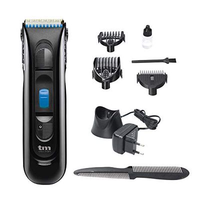 TM Electron TMHC106B Tondeuse électrique Professionnelle sans Fil avec Batterie Rechargeable, indicateur de Charge Lumineux LED, Lames en Titane et céramique, Bleu, Classique