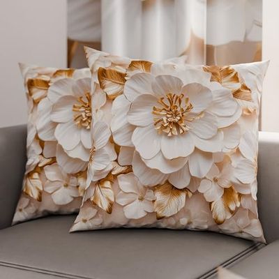 PETTI Artigiani Italiani - Para poszewek na poduszki 60 x 60 cm z mikrofibry, poduszka do sypialni, na sofę, do salonu, zestaw 2 poszewek na poduszki, poszewka na poduszkę w kwiaty 33, 100%