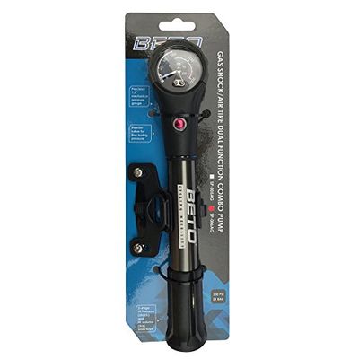 Beto ny SP-006AG däck och chock CNC-legering mini hand presta & Schrader dubbel pump, svart