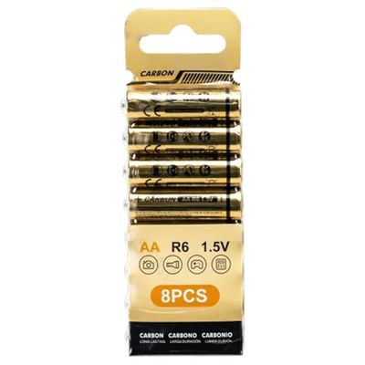 Glowster Batterie AA al carbonio-zinco da 1,5 V, confezione da 8 pezzi, ideali per dispositivi elettronici e giocattoli.