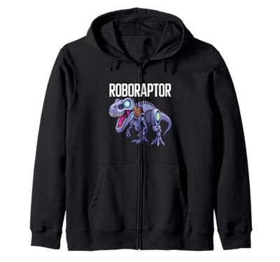Robotic Dinosaur T-Rex Robotic Engineer Dino Funny Robot Zip Hoodie