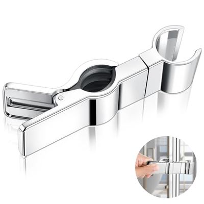 AiQInu Soporte Ducha Universal, Mango Soporte Alcachofa Ducha de Diámetro Ajustable 22-25 mm, Shower Head Holder Giratorio 45°, Soporte Ducha Barra para Baño