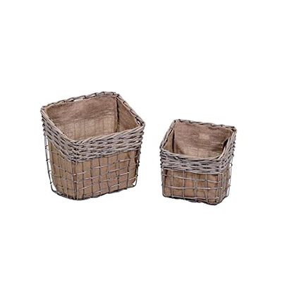 Vacchetti Cassetto arem Vimini Set 2 Pezzi Grigio Rettangolare, Piccolo