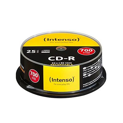 CD-R 700 Mo/80 Min, 25 unités, Haute capacité de Stockage, idéal pour l'enregistrement de données et de Musique.