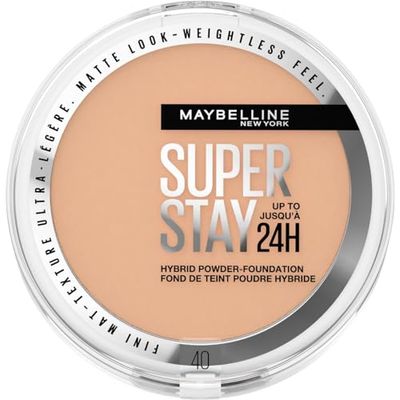 Maybelline New York Superstay Híbrido 24H Base de Maquillaje en Polvo, Súper Cobertura, Súper Ligera, Hasta 24H, Tono 40