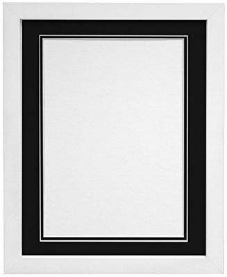 FRAMES BY POST H7 White Picture Photo Frame With Black Double Mount 30"x20" for Pic Size A2 (Plastic Glass)