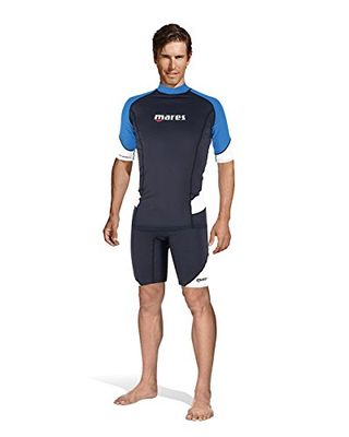 Mares Heren Rash Guard Trilastic 412552, korte mouwen, neopreenpak, blauw, maat x-small