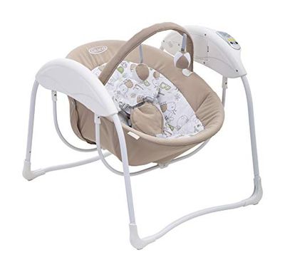 GRACO, Glider Lite elektrisk babygunga födelse upp till 9 kg 6 hastigheter 5-punkts bältessystem maskintvättbart tygskydd med musik naturljud och lekbåge, Benny & Bell