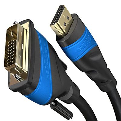 KabelDirekt – HDMI DVI adapterkabel – 2m – (bi-directioneel monitor kabel, DVI-D 24+1/High Speed, HDMI-apparaten met monitors aansluiten, Full HD/1080)