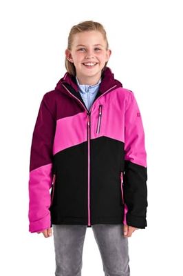 Killtec Girl's Giacca da sci/giacca funzionale con cappuccio staccabile con zip e paraneve KSW 166 GRLS SKI JCKT, raspberry, 116, 38509-000