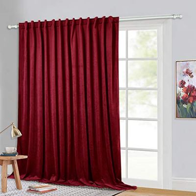 StangH Cortinas de Terciopelo Rojo Extra Anchas – Cortinas de privacidad para oscurecer la habitación, Cortinas de Teatro, decoración de Navidad, Fondos para Sala de Cine/Ventana de