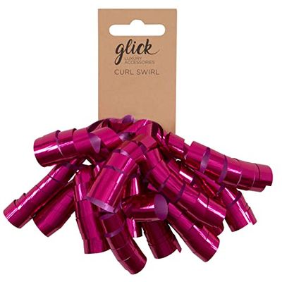 Glick Lazo rizado de lujo en color rosa intenso para envolver regalos, artes y manualidades, 14 x 13 cm