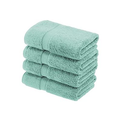 Superior - Set di Asciugamani per Le Mani in Cotone Egiziano 900 Grammi, 4 Pezzi, Verde Schiuma Marina