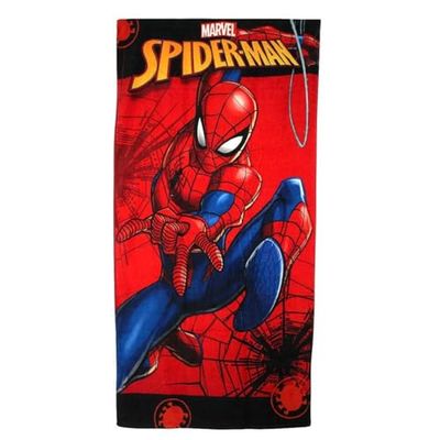 Asciugamano Spiderman, tessuto morbido e assorbente, design Spiderman, perfetto per la spiaggia o la piscina, Rosso, Taglia unica