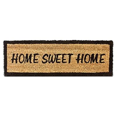Relaxdays Fußmatte Capuz Sweet Home, tapete de entrada de coco e PVC, tapete 75 x 25 cm, antiderrapante, cor natural, 60 x 120 cm