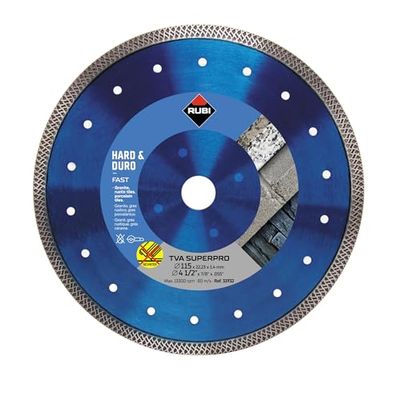 RUBI | Disco de diamante para Porcelânico TURBO VIPER (TVA), disco para trituradora de 115 mm para corte de materiais com espessuras de >20 mm, apenas para corte reto