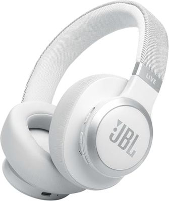 JBL Live 770NC Cuffie Over-Ear Bluetooth Wireless, con Cancellazione Adattiva del Rumore, SmartAmbient, Personi-Fi 2.0, JBL Surround, Connessione Multipoint, fino a 65 Ore di Autonomia, Bianco