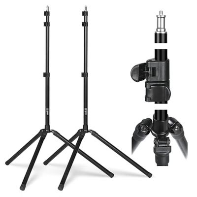 TARION Supporto per illuminazione da studio - Treppiede fotografico pieghevole in alluminio leggero da 2 pezzi da 2 m con borsa da trasporto per luce anulare riflettente FLS-20T