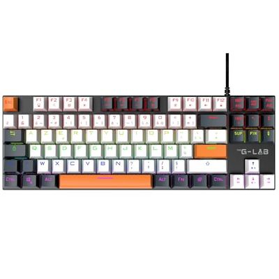 The G-Lab - Keyz Mercury Colors - Tastiera Meccanica TKL 87 Tasti Arancione, Bianco E Nero, Meccanica cablata USB, Retroilluminazione LED RGB- Tastiera Gamer Compact PC/PS5/XBOX - Nuovo 2024