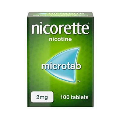 Nicorette Microtab 2mg Sublingual Tablet (100 Pieces), Smoking Cessation Aid to Actively Fight Withdrawal Symptoms, Sublingual Tablets to Help Stop Smoking