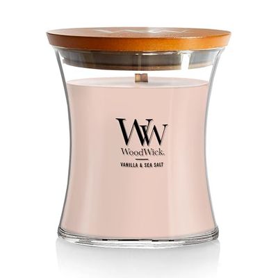 WoodWick Hourglass Vela cromada em frasco médio, rosa (baunilha and sea alt), 275 g