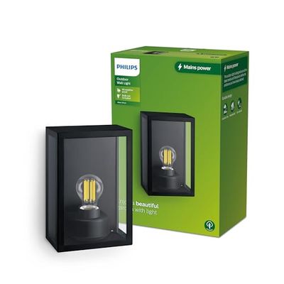 Philips Alzor Wandlamp - Buitenlamp - Vierkant - Zonder Meegeleverde Lamp - Max. 25W - IP44 Weerbestendig - Zwart