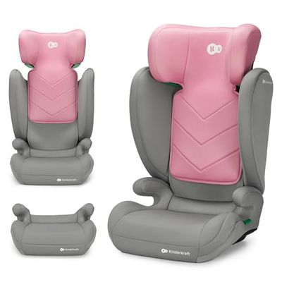 Kinderkraft I-SPARK i-Size Siège auto bébé Groupe 2/3 100-150 cm, de 3,5 à 12 ans, 15 à 36 kg, léger (4,5 kg), ceinture de sécurité à 3 points, Protection latérale, Rosa