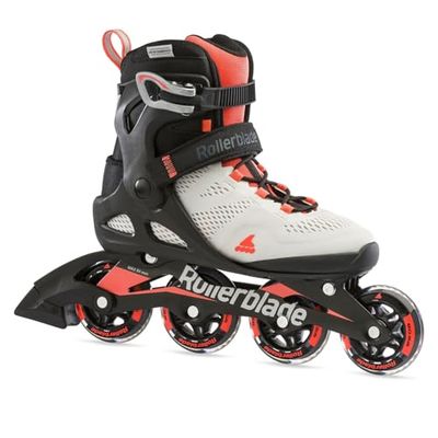 Rollerblade Macroblade 80 W Rollers en Ligne pour Femme pour débutants et Occasionnels, Gris Glacier/Corail, Taille 40