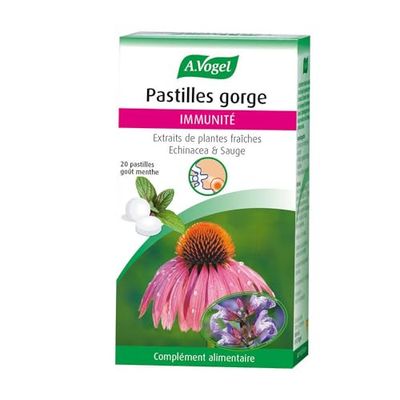 A.VOGEL - Echinaforce - Pastilles pour la Gorge - Renforce l'immunité et soulage les maux de gorge - Extrait d'échinacéa et de sauge fraîche 100% Bio - 20 pastilles goût menthe