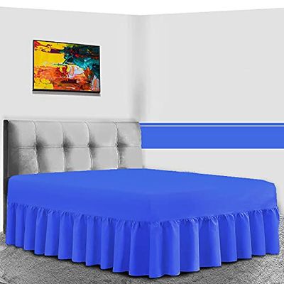 GC GAVENO CAVAILIA Percale Extra Deep Fitted Valance, Non Iron Frilled Sheets, Easy Care Plain Dyed Bedding 180 TC, Polycotton, Royal Blue, King