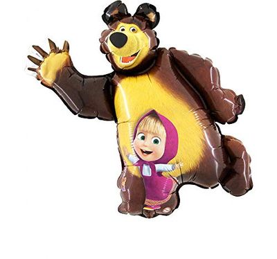 Ballonim® Masha e Orso Palloncini 90 cm/45 cm, in pellicola, decorazione per feste di compleanno (Masha e Orso)