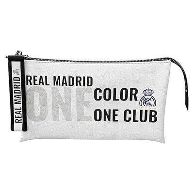CYPBRANDS Real Madrid pennenetui, drievoudig, One Color One Club, Wit, Eén maat