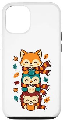 Foulard d'automne Motif Renard, Chouette, hérisson, Cacao Chaud Coque pour iPhone 12/12 Pro