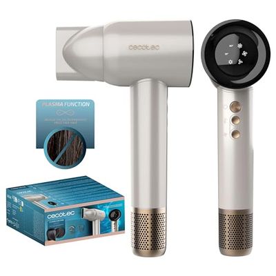 Cecotec Secador de Pelo Ionicare Rockstar Nano Iontech Champagne, Secador Con Plasma, 110000 Rpm, Pantalla, Control Inteligente Del Calor, 3 Temperaturas, Función Memoria,