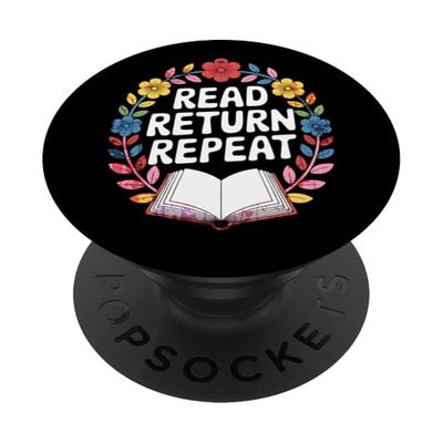 Leer Devolver Repita Lindo Lector de Libros Floral Retro Bibliotecario PopSockets PopGrip Adhesivo
