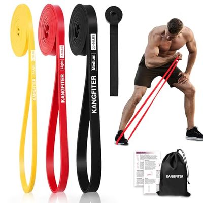 KANGFITER Weerstandsbanden om te trainen, pull-upbanden voor mannen en vrouwen, dikke zware weerstandsbandenset met deuranker, elastische oefenbanden voor lichaamsstretching, fysiotherapie,