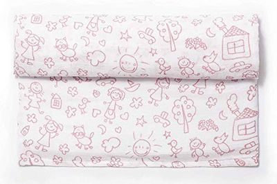 Ti TIN Musseline 100% katoen | zachte chiffon voor baby's met kindermotieven in roze | kan als vouwdoek of laken worden gebruikt, zacht en absorberend, 120 x 120 cm