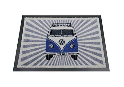 BRISA VW Collection - Tapete de pie para la Puerta T1 Camper Bus Volkswagen (Franjas Samba/Azul)