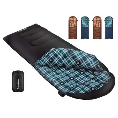 KingCamp Sleeping Bag for Adults Grand Sac de Couchage léger et résistant à l'eau pour Le Camping, la randonnée, Unisexe, Fermeture éclair Gauche Noire 2,6 kg, 90.6 x 35.4