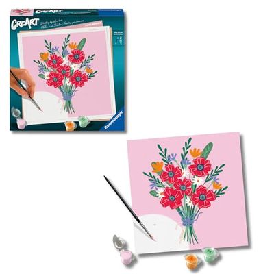 Ravensburger - Creart Adultos Serie Trend: Ramo Amapolas | Pintar Por Numeros Adultos | Kit Manualidades Adultos | Colorear Por Numeros Adultos Que Incluye Pintura Y Lienzo 20x20cm