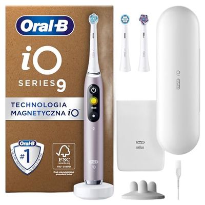 Oral-B iO Series 9 Plus Edition Brosse à dents électrique Plus 3 brosses à dents aimantées 7 modes de nettoyage Emballage recyclable Cadeau de fête des mères Rose, Cadeau Fêtes des Pères