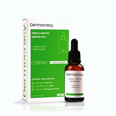 Dermocracy - Serum Nacinamida + Ácido Azelaico 10% - Combate Imperfeciones y Poros, Reduce Manchas.y Rojeces - Serum Facial Mujer - Azelaic Acid + Niacinamide - 30ml