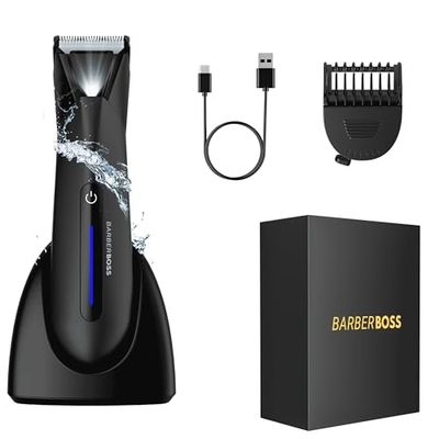 BarberBoss Intimate Grooming Tool for Men: Rechargeable Body Hair Shaver, Men’s Ball Shaver, Gentle Skin Safe Clippers for Groin & Chest, Men’s Groomer