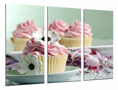 Póster fotográfico Cupcake rosa, pastelaria, cafetaria Tamanho total: 97 x 62 cm XXL