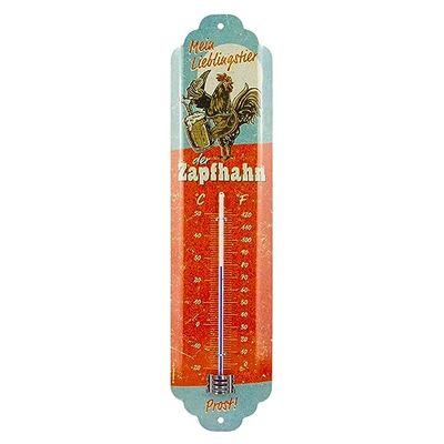 Nostalgic-Art Thermomètre rétro 7 x 28 cm avec robinet d'animal préféré - Idée cadeau pour les amateurs de bière - En métal - Design vintage