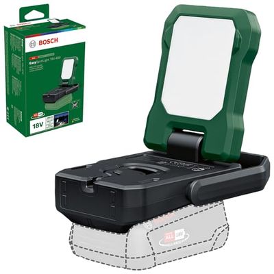 Bosch Sans fil lampe LED/lampe de camping EasySpotLight 18V-400 (lumière blanche chaude/froide ; 3 réglages de luminosité, tête pliable/rotative : 360°/180° ; 18V ; chargeur USB-C® ; sans batterie)