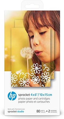 HP Sprocket Studio Fotopapier en Patronen (80 Vellen) 10x15 cm Papier en 2 Inktpatronen