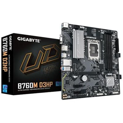 GIGABYTE B760M D3HP moederbord - Intel Core processors 14e generatie, VRM 4+1+1 fasen, tot 5600 MHz DDR5, 2 x PCIe 4.0 M.2, GbE LAN, USB 3.2 Gen 1