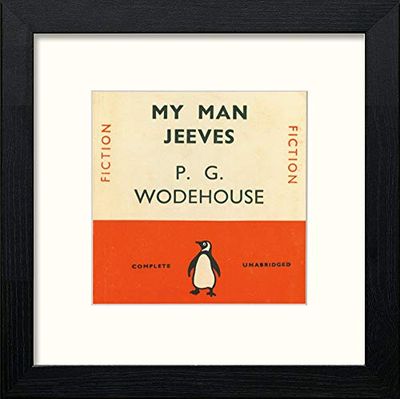 Lumartos, Vintage My Man Jeeves Contemporary Home Decor Wall Art Watercolour Print, Black Wood Frame, 8 x 8 Inches