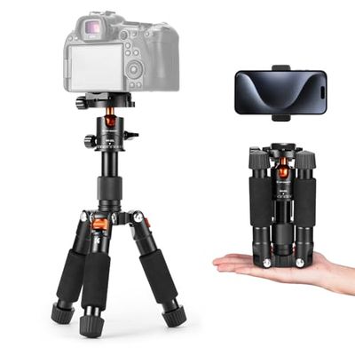 K&F Concept Mini treppiede da tavolo portatile, Treppiede compatto per fotocamera e smartphone in alluminio da 52 cm con testa a sfera a 360°, Piastra rapida da 1/4" per DSLR ecc, capacità di 6 kg